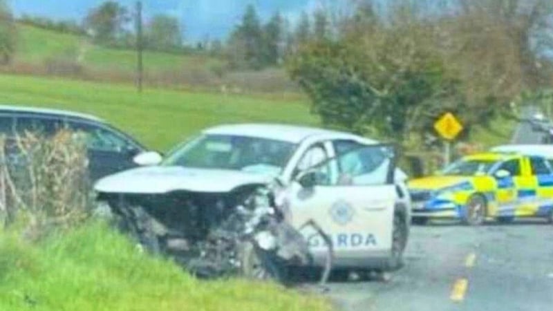 A Garda car that was rammed in Monaghan