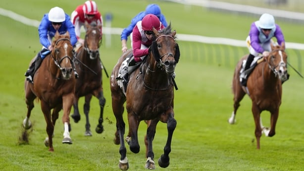 NEWMARKET, ENGLAND - APRIL 16: Oisin Murphy riding Oxagon (maroon) win The Betway Craven Stakes at Newmarket Racecourse on April 16, 2026 in Newmarket, England. (Photo by Alan Crowhurst/Getty Images)