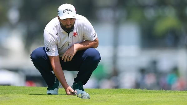 MEXICO CITY, MEXICO - APRIL 16: Jon Rahm of Legion XIII lines up a putt on the first green during day one of LIV Golf Mexico City at Club de Golf Chapultepec on April 16, 2026 in Mexico City. (Photo by Hector Vivas/Getty Images)