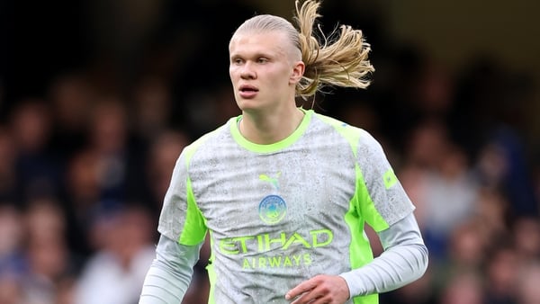 LONDON, ENGLAND - APRIL 12: Erling Haaland of Manchester City during the Premier League match between Chelsea and Manchester City at Stamford Bridge on April 12, 2026 in London, England. (Photo by Justin Setterfield/Getty Images)