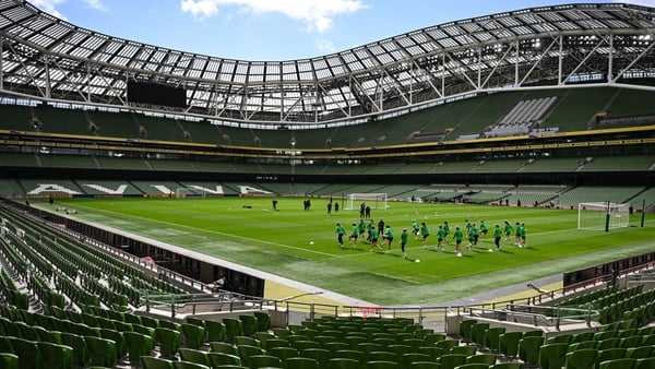 The Republic of Ireland players during a training session at Aviva Stadium ahead of Saturday's World Cup qualifier with Poland