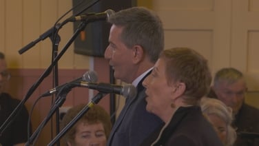 Daniel and Majella O'Donnell perform at funeral of Moya Brennan