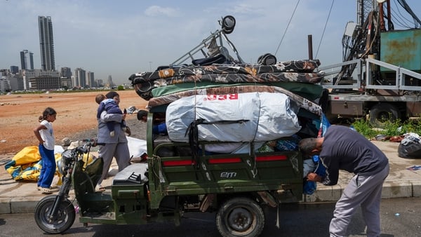 BEIRUT, LEBANON - APRIL 17: A displaced family packs their belongings at a displacement camp, before returning to their home in Southern Lebanon on April 17, 2026 in Beirut, Lebanon. At 00:00 on April 17, a 10-day ceasefire took effect that is meant to pa