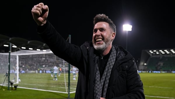 Shamrock Rovers manager Stephen Bradley celebrates after the SSE Airtricity Men's Premier Division match between Shamrock Rovers and Bohemians at Tallaght Stadium in Dublin. Photo by Paul Phelan/Sportsfile