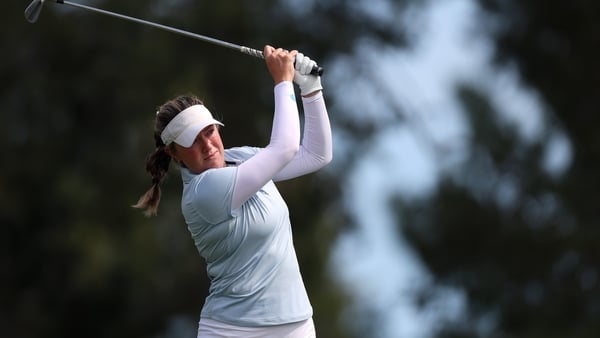 LAS VEGAS, NEVADA - APRIL 02: Anna Foster of Ireland plays a shot on the 14th hole during the first round of the Aramco Championship 2026 at Shadow Creek Golf Course on April 02, 2026 in Las Vegas, Nevada. (Photo by Harry How/Getty Images)