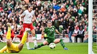 Marissa Sheva scores the only goal of Ireland's 1-0 win over Poland