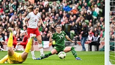 Marissa Sheva scores the only goal of Ireland's 1-0 win over Poland
