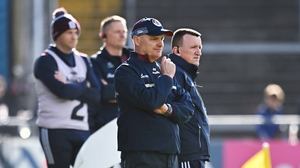 18 April 2026; Galway manager Micheál Donoghue during the Leinster GAA Senior Hurling Championship Round 1 match between Galway and Kilkenny at Pearse Stadium in Galway. Photo by Piaras Ó Mídheach/Sportsfile