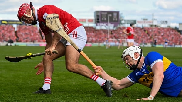 Tipperary , Ireland - 19 April 2026; William Buckley of Cork in action against Michael Breen of Tipperary during the Munster GAA Senior Hurling Championship Round 1 match between Tipperary and Cork at FBD Semple Stadium in Thurles, Tipperary. (Photo By Da
