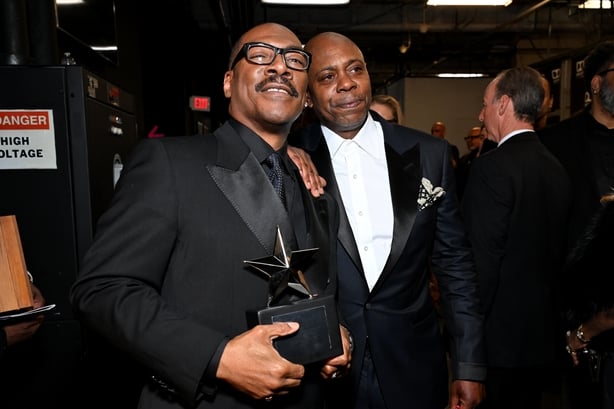 (L-R) Eddie Murphy and Dave Chappelle attend the 51st AFI Life Achievement Award: A Tribute To Eddie Murphy at Dolby Theatre on 18 April, 2026 in Hollywood, California. (Photo by Michael Kovac/Getty Images for AFI)