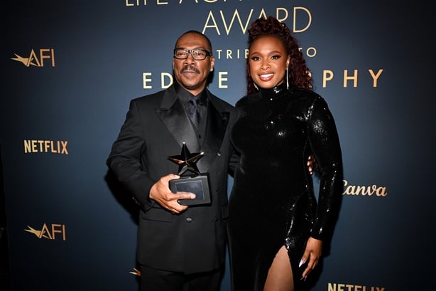 Eddie Murphy and Jennifer Hudson attend the 51st AFI Life Achievement Award: A Tribute To Eddie Murphy at Dolby Theatre on 18 April, 2026 in Hollywood, California. (Photo by Michael Kovac/Getty Images for AFI)