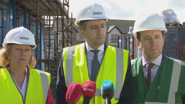 Tánaiste Simon Harris speaks to reporters in Co Meath
