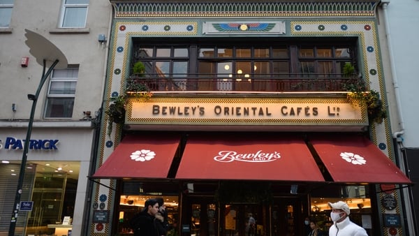 DUBLIN, IRELAND - 2021/02/13: People seen walking by an open Bewley's Cafe in Dublin city center, during the COVID-19 pandemic lockdown.
Level 5 lockdown restrictions are set to be extended by Irish Government, by at least another six weeks with only scho