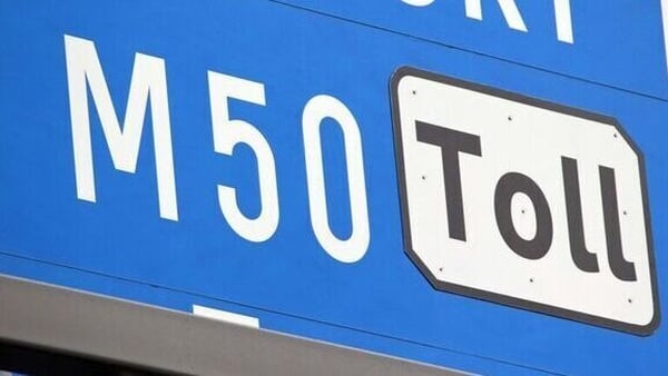 Close up shot of a M50 Toll sign