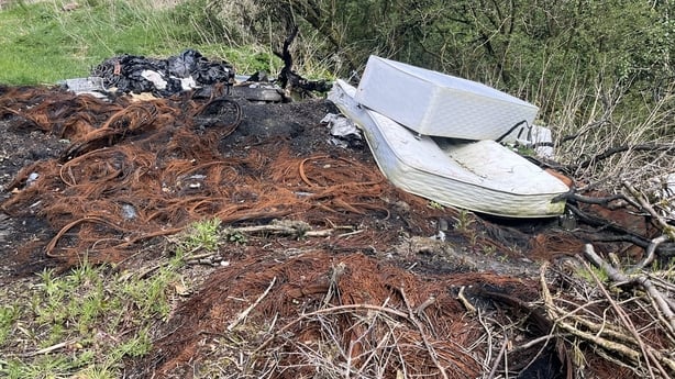 An illegal dumping ground a few miles outside the village of Clogher in Co Tyrone