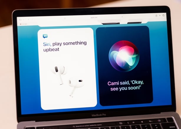The Apple Siri website on a Macbook Pro laptop arranged in San Francisco, California, US, on Wednesday, Feb. 11, 2026. Apple Inc.'s long-planned upgrade to the Siri virtual assistant has run into snags during testing in recent weeks, potentially pushing back the release of several highly anticipated