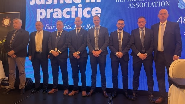 Gardaí Eamon Cunnane, Niall Deegan, John Shanahan, Peter O'Donnell, Colm Geary, Paul Baynham, Alan Griffin and Tom McGlinchey at the GRA conference