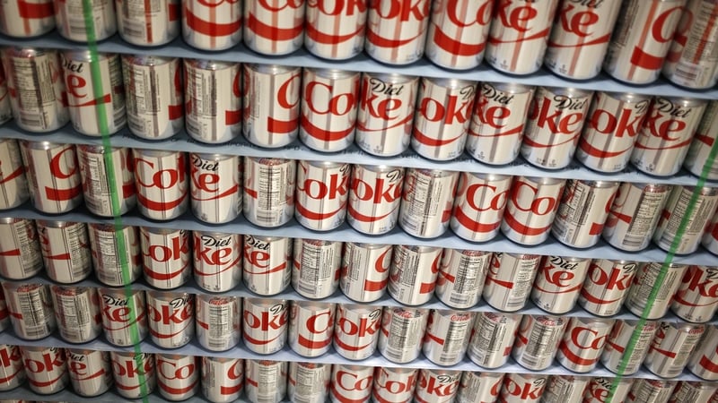 A pallet of Coca-Cola Co. Diet Coke brand soda cans