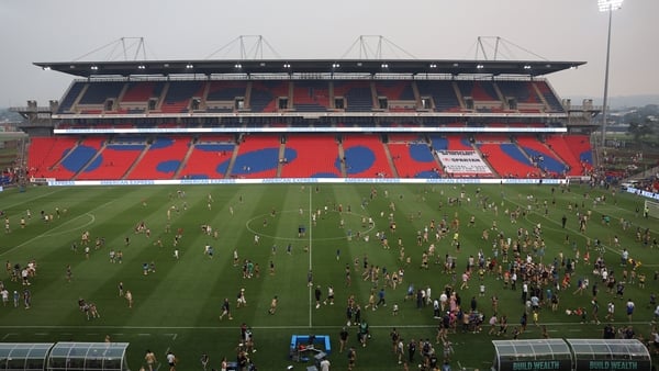 NEWCASTLE, AUSTRALIA - JANUARY 31: General view of of kids on the field during the round 15 A-League Men match between Newcastle Jets and Brisbane Roar at McDonald Jones Stadium, on January 31, 2026, in Newcastle, Australia. (Photo by Scott Gardiner/Getty