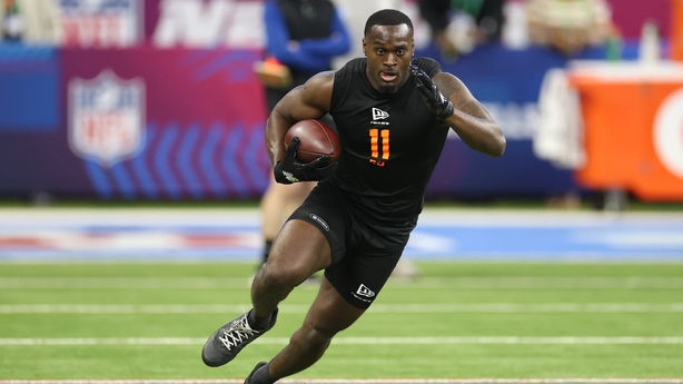 Jeremiyah Love during the 2026 NFL Scouting Combine in February