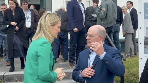 Minister for Defence and Foreign Affairs Helen McEnteen with organiser Leonard Hobbs at the subsea cables symposium in Valentia, County Kerry