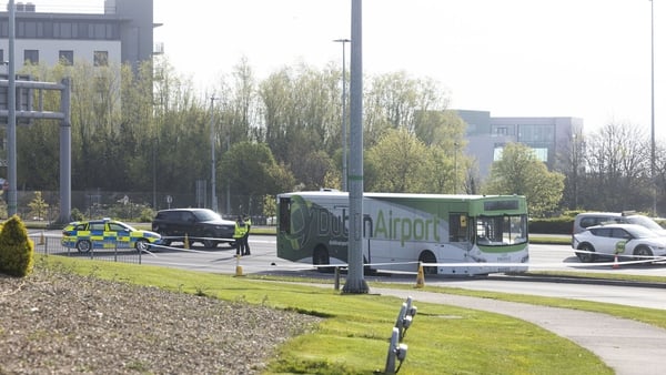 Gardaí at the scene of a fatal RTC involving a Dublin Airport Shuttle Bus, on Corballis Rd/ Airport Link rd at Dublin Airport
