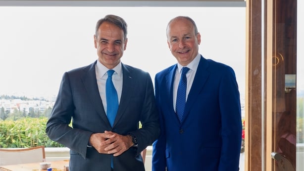 Taoiseach Micheál Martin meeting with Prime Minister of Greece Kyriakos Mitsotakis in Athens