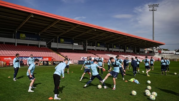 23 April 2026; A general view during a Derry City training session at Find Insurance Celtic Park in Derry. Photo by Stephen McCarthy/Sportsfile