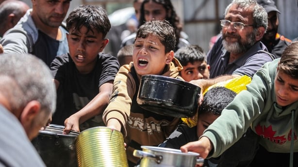 GAZA CITY, GAZA, PALESTINE - APRIL 23: Food shortages continue due to Israelâs blockade and restrictions on aid entry, as a charity distributes meals to Palestinians living in the Nuseirat refugee camp in Gaza City, Gaza, Palestine, on April 23, 2026. (Photo by Moiz Salhi/Anadolu via Getty Images)