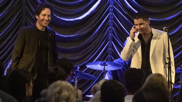 Paul Rudd as Rick and Nick Jonas as Danny in Power Ballad. Photo Credit: David Cleary