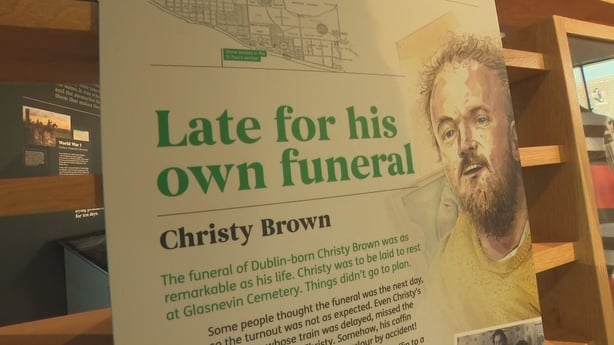 A poster of Christy Brown as part of the Extra-ordinary Lives exhibition in Glasnevin Cemetery
