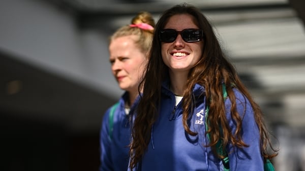 23 April 2026; Katie Whelan pictured at Dublin Airport ahead of the team's departure to Clermont for their 2026 Women's Six Nations Rugby Championship match against France. Photo by Shauna Clinton/Sportsfile