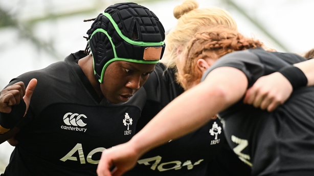 14 April 2026; Linda Djougang during an Ireland Women's Rugby squad training session at the IRFU High Performance Centre in Dublin. Photo by Shauna Clinton/Sportsfile
