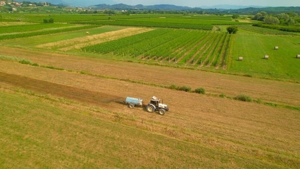 A tractor in a field