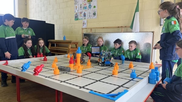 Student practice robotics in a school