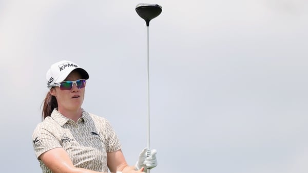 Leona Maguire of Ireland plays her shot from the fourth tee during the first round of The Chevron Championship 2026 at Memorial Park Golf Course on April 23, 2026 in Houston, Texas.