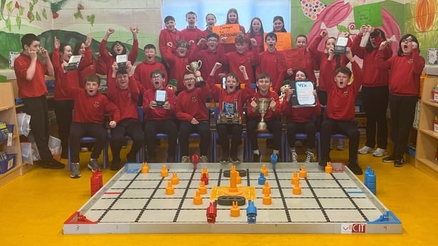Children from Dromore National School, Donegal, who are taking part in the Robotics World Championship in the US