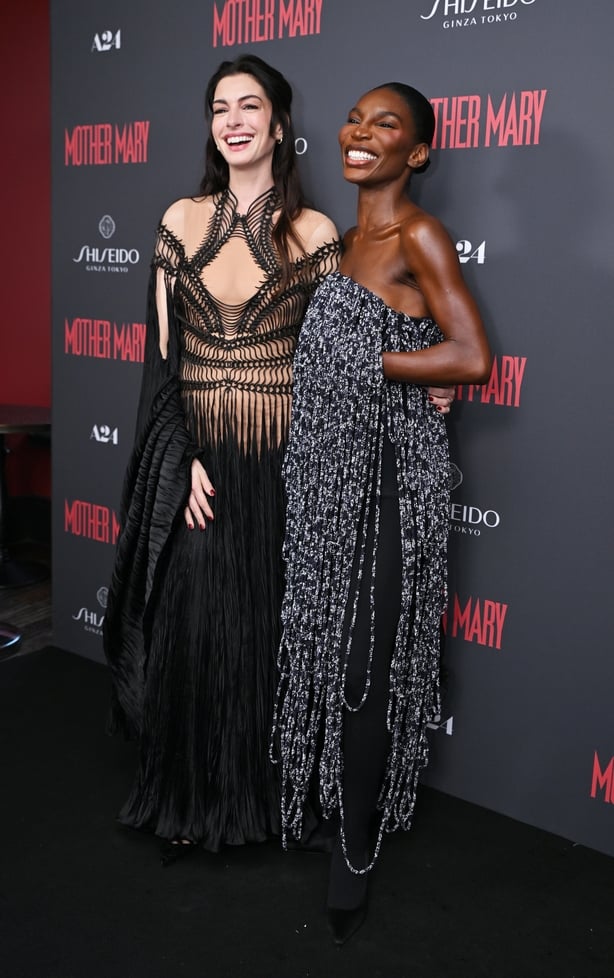  Anne Hathaway (L) and Michaela Coel attend a special screening of "Mother Mary"