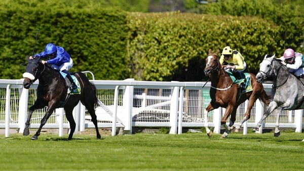 ESHER, ENGLAND - APRIL 24: William Buick riding Opera Ballo win The bet365 Mile at Sandown Park Racecourse on April 24, 2026 in Esher, England. (Photo by Alan Crowhurst/Getty Images)