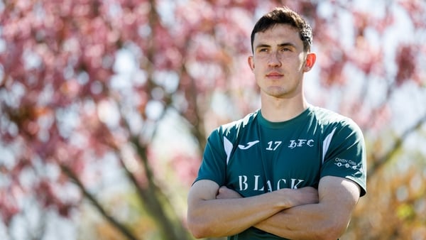 EDINBURGH, SCOTLAND - APRIL 23: Jamie McGrath during a Hibernian press conference at the Hibernian Training Centre, on April 23, 2026, in Edinburgh, Scotland. (Photo by Ross Parker/SNS Group via Getty Images)