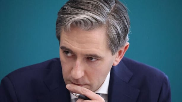 Simon Harris is pictured during a press conference in Dublin