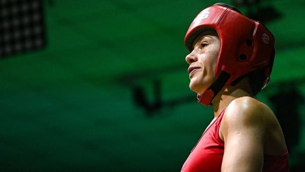 16 January 2026; Daina Moorehouse of Enniskerry, Wicklow during her 51kg semi-final bout against Shannon Sweeney of St Annes, Mayo, on day three of the 2026 National Elite Boxing Championships at the National Boxing Stadium in Dublin. Photo by Ramsey Card