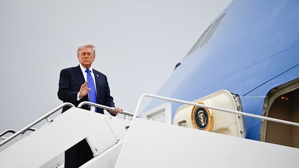 President Donald Trump on a plane