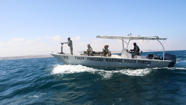 PUNTLAND, SOMALIA - JANUARY 29: Puntland Maritime Police Forces (PMPF) are patrolling against the recently increasing pirate attacks off the coast in Puntland, Somalia on January 29, 2024. (Photo by Abuukar Mohamed Muhidin/Anadolu via Getty Images)