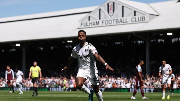 Ryan Sessegnon of Fulham celebrates scoring his team's first goal during the Premier League match between Fulham and Aston Villa at Craven Cottage on April 25, 2026 in London, England.
