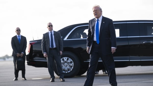 US President Donald Trump arrives at the Palm Beach International Airport