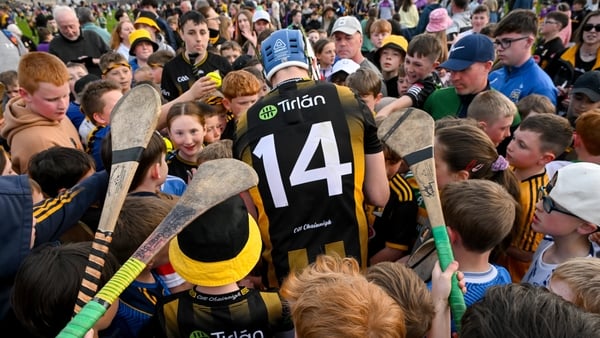 Kilkenny , Ireland - 25 April 2026; Young supporters surround TJ Reid of Kilkenny as he signs autographs after the Leinster GAA Senior Hurling Championship Round 2 match between Kilkenny and Wexford at UPMC Nowlan Park in Kilkenny. (Photo By Ray McManus/S