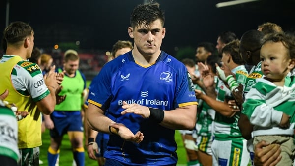 Leinster's Dan Sheehan leaves the pitch after the defeat to Benetton