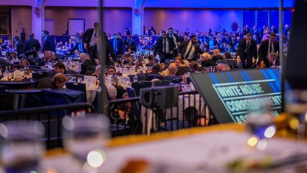 View from the stage as Trump evacuated after shots fired at Washington event