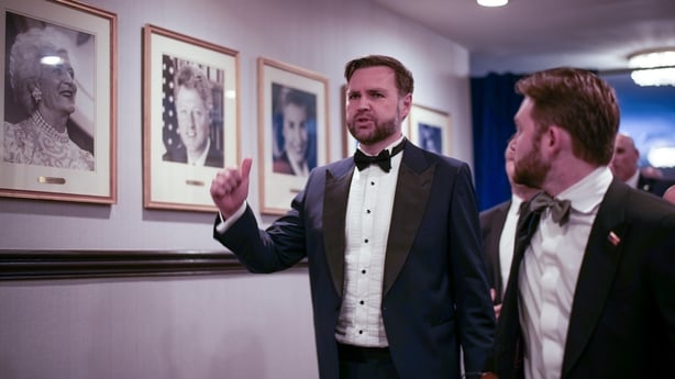 WASHINGTON, DC - APRIL 25: U.S. Vice President JD Vance is escorted after an incident at the annual White House Correspondents Association Dinner April 25, 2026 in Washington, DC. According to reports, President Donald Trump, along with other government officials, were evacuated from the Washington 
